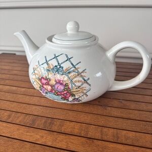 Floral White Teapot